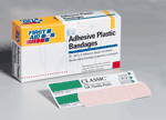 3/4"x3" Adhesive plastic bandage - 25 per box, tray of 10 boxes