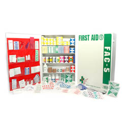 FAC-5 Shelf Industrial Deluxe Metal First Aid Cabinet w/ pkt liner