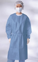 Polyethylene-coated polypropylene isolation gowns